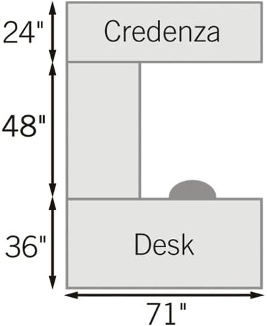 NBF U-Shaped Desk Reversible Workstation with Hutch & Storage, 71" W, Tan