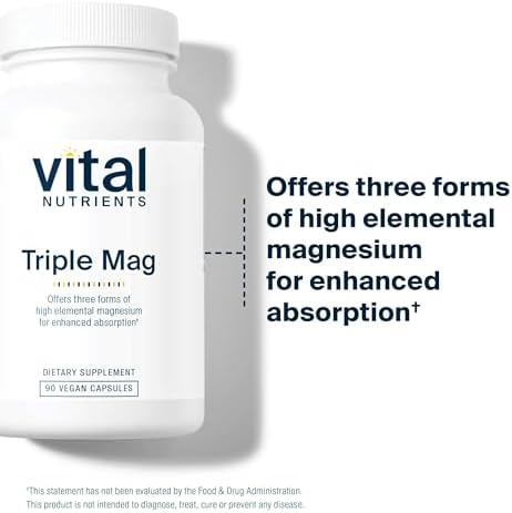 Vital Nutrients Triple Magnesium Complex Supplement | Vegan Magnesium Glycinate, Malate & Oxide 250mg | Easily Absorbed Magnesium Supplement for Stress, Muscle, Heart, Bone Support | 90 Capsules