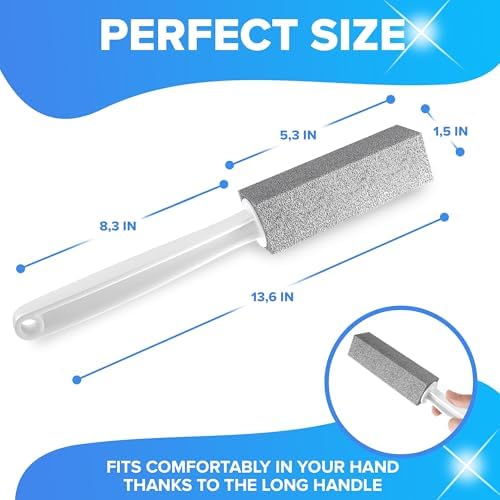 DISIWENE Pumice Cleaning Stone with Handle Toilet Bowl Cleaner Hard Water Ring Remover for Bath/Pool/Kitchen/Household Cleaning (4, 4 Pack with Handle)
