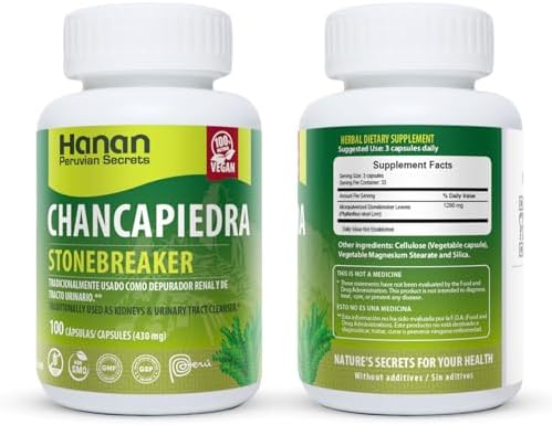 Hanan Chancapiedra Stonebreaker | 100 Capsules | Aids in Promoting Healthy Kidney Function Naturally (1 Pack)
