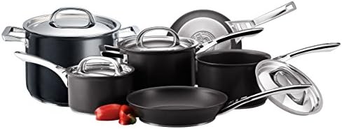 Circulon Infinite Induction Hob Pan Set - 6 Piece Non Stick Pots and Pans Sets with Stainless Steel Lids & Handles, Premium Dishwasher Safe Cookware, Black