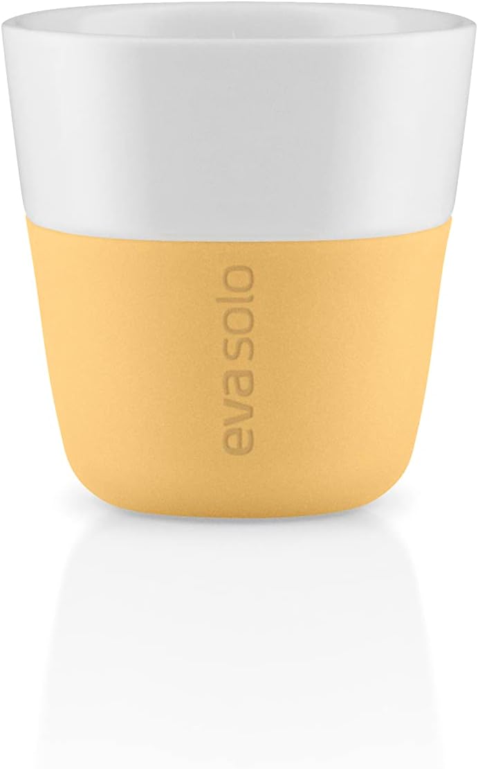 Eva Solo | 2 Lungo Tumbler Mugs | 8 oz Porcelain Coffee Cup Tumblers with Silicone-coated Grip | Danish Design, Functionality & Quality | Black