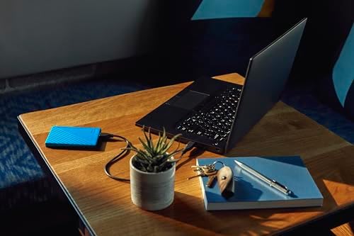 WD 4TB My Passport, Portable External Hard Drive, Blue, backup software with defense against ransomware, and password protection