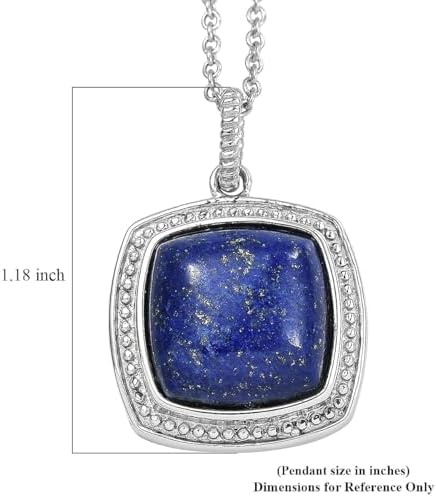 Lapis Lazuli 10.60 ctw Pendant Necklace in Stainless Steel 20 Inches
