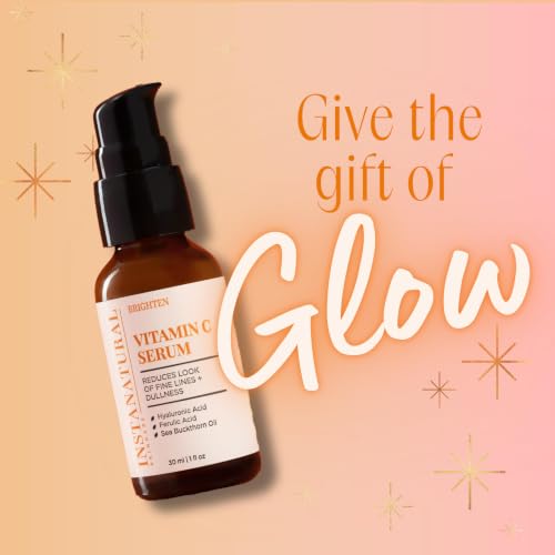 InstaNatural Vitamin C Face Serum, Brightens, Hydrates and Reduces Signs of Aging, with Vitamin C, Hyaluronic and Ferulic Acid, 1 FL Oz | All Skin Types, Brightens, Hydrates, and Reduces Signs of Aging, with Vitamin C, Hyaluronic Acid, and Ferulic Acid