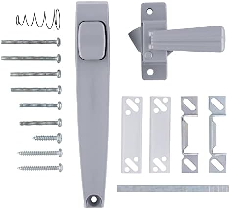 Wright Products - Tie Down Push Button Door Latch for Screen and Storm Doors, Aluminum Grey