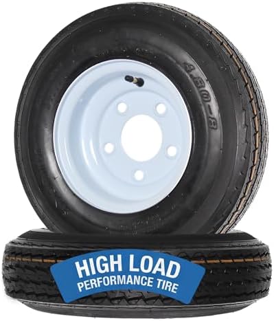 eCustomrim 2-Pack Trailer Tire Rim Assembly 4.80-8 480-8 LRC 5 Lug White | 4.80 X 8 8 Inch Load Range C 6 Ply Tire