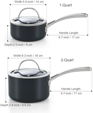 Cooks Standard Classic 2 Quart Hard Anodized Nonstick Saucepan with Glass Lid