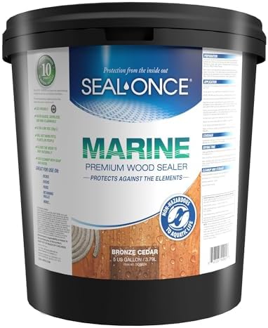 SEAL-ONCE Marine Penetrating Wood Sealer and Waterproofer, Clear, 1 Gallon | Waterproofer & Stain, Water-Based, Ultra-low VOC formula, For high-moisture areas