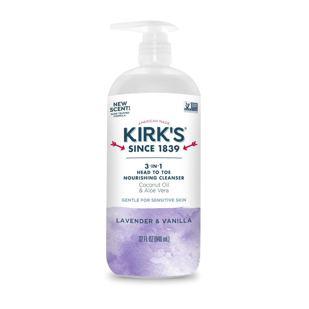 Kirk's Juniper & Lime​ 3-in-1 Nourishing Cleanser, Shampoo Body Wash Bubble Bath, Coconut Oil and Aloe Vera, Vegan Non-GMO, 32 Fl Oz