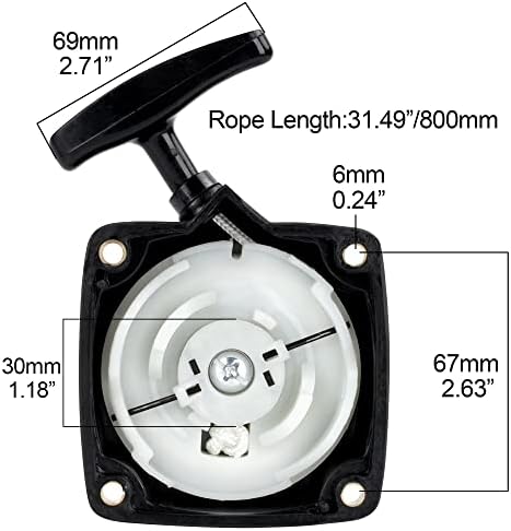 Pull Starter Replacement - 43cc 49cc 52cc 2HP Predator Earth Augers 63022 Pocket Bike Gas Petrol Scooter -Upgraded Wheel Core & Recoil Spring | for