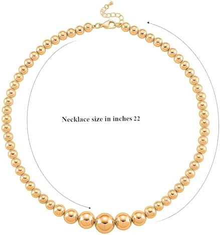 Round Shape Beaded Chain Necklace in Goldtone 20-22 Inches