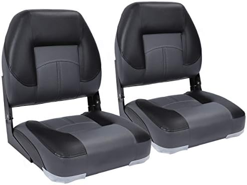 NORTHCAPTAIN T1 Deluxe Low Back Folding Fishing Boat Seats 2 Pack - Premium Bass/Jon/Pontoon Boat Chairs,4 Mounting Screws Included