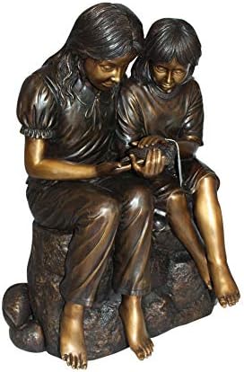 Nifao Two Children with Bird, Kids Medium Bronze Statue, 18"L x 26"W x 34"H