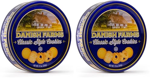Danish Farms Traditional Butter Cookies, 12-Oz. Blue Cookie Tin, Traditional Danish Recipe Butter Cookies for Dessert or Snack, Gift Cookie Tin, Retail Pack