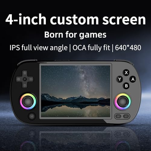 Doriteney RG40XX H Retro Handheld Game Console 4.0-inch IPS Screen Linux System Game Player 64GB Card Preloaded 5000+ Games RGB Lighting 3200mAh Battery RG40XX H-Black