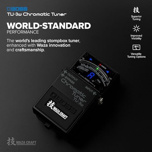 BOSS TU-3W Waza Craft Compact Chromatic Tuner | Enhanced with Waza Innovation & Craftsmanship | Superior Tuning for Guitar and Bass | 21-Segment