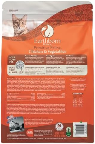 Earthborn Holistic Primitive Feline Grain-Free Dry Cat Food 4 Pound (Pack of 1)
