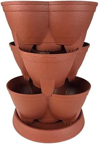 Stackable Planter – 30 Quart Capacity, Brick Red - Vertical Garden for Herbs, Vegetables, Fruits, Flowers
