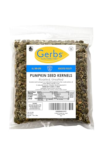 GERBS Unsalted Pumpkin Seed Kernels 2 LBS|Top 14 Allergy Free Food |Use in salads, yogurt, bake, oatmeal, trail mix|Grown in Canada