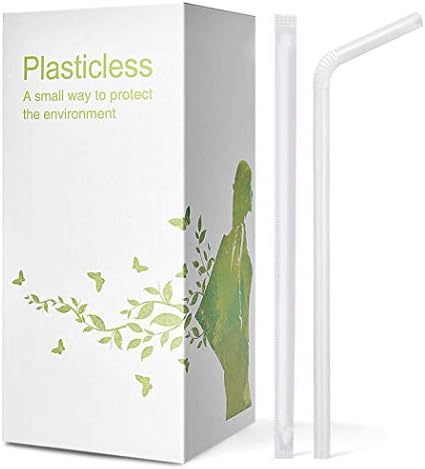 200 Count 100% Plant-Based Wrapped Compostable Straws | Plasticless Biodegradable Flexible Drinking Straws - A Fantastic Eco Friendly Alternative to