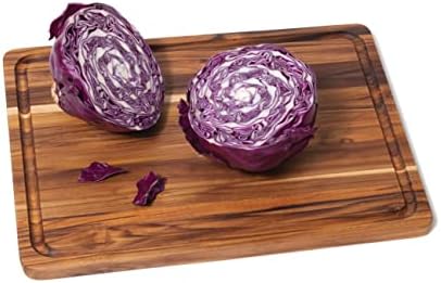 Lipper International 7215 Teak Wood Edge Grain Kitchen Cutting and Serving Board, Small, 12" x 9" x 5/8"