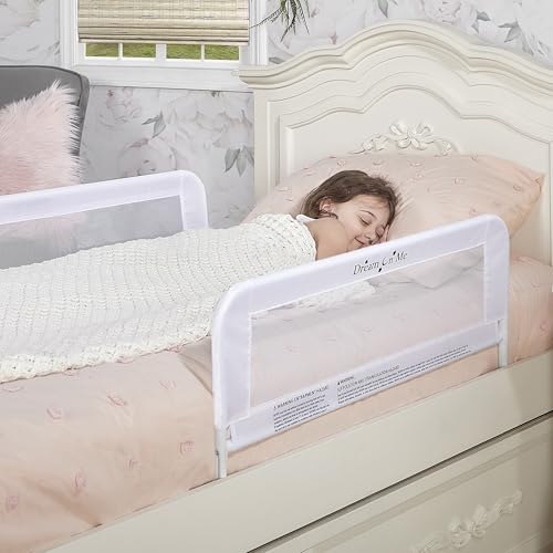 Dream On Me Lightweight Mesh Security Adjustable Bed Rail Double Pack with Breathable Mesh Fabric in White, 2 Count (Pack of 1)