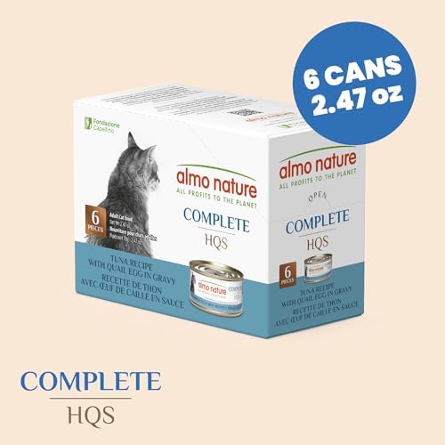 almo nature HQS Natural Wet Cat Food Tuna and Shrimp, Grain Free, Additive Free - 2.47oz - Pack of 6