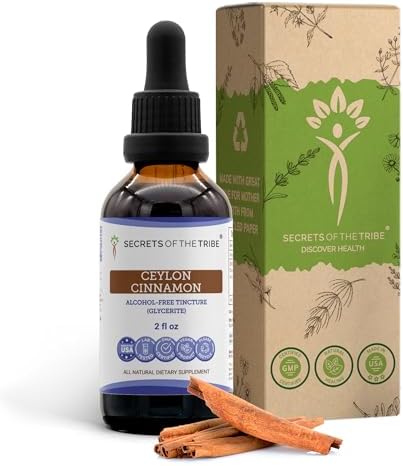 Secrets of the Tribe Ceylon Cinnamon Tincture Alcohol-Free Liquid Extract, Ceylon Cinnamon (Cinnamomum Verum) Dried Bark (2 FL OZ)