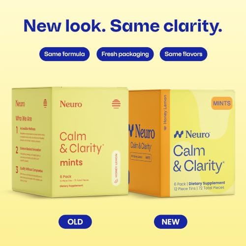 Neuro Calm & Clarity Mints - GABA L-Theanine Stress Supplement with Vitamin D3 - Non-Drowsy, Functional Calming Mints for Mood