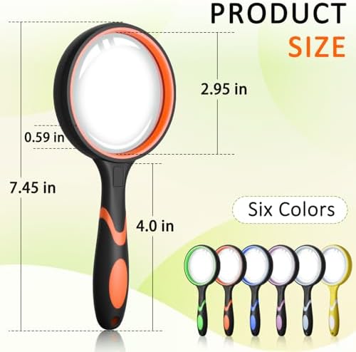 Leffis 3 Pack Magnifying Glass, 10X Reading Magnifier for Kids and Seniors