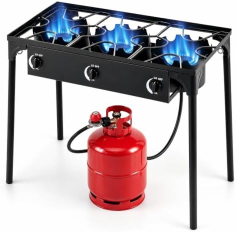 Goplus Outdoor Camping Stove, Dual Burner Propane Gas Cooker