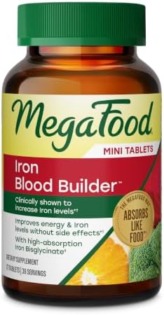 MegaFood Blood Builder Iron Supplement, Energy Support, 72 Mini Tablets