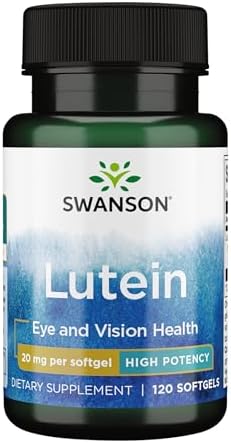Swanson Lutein Eye Health Supplement, 20 mg, 120 Softgels | Sourced from Marigold Flowers, Promotes a Healthy Retina and Macula and Helps Fight Eye Fatigue and Eye Strain