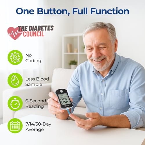 AUVON Blood Glucose Monitor Kit for Accurate Test, 50 Strips, No Coding