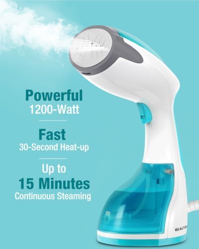 BEAUTURAL Steamer for Clothes, Handheld Garment Fabric Wrinkle Remover | 30-Second Fast Heat-up, Ceramic Heating Plate, Auto Shutoff