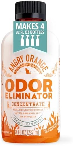 Angry Orange Pet Odor Eliminator 8 oz. bottle- Industrial Strength Pet Odor Remover - Makes (4) 32oz. Bottles - 1 Gallon - Neutralizes and Sanitizes Tough Pet Odors Fast