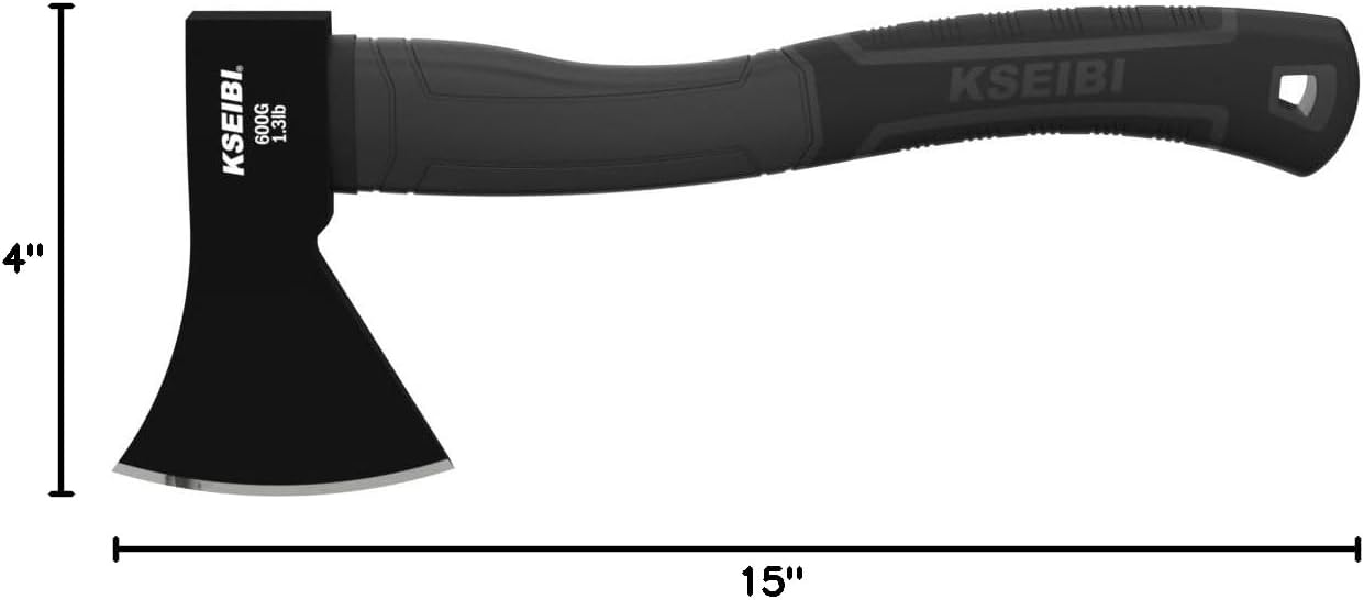 KSEIBI Wood Axe, Small Outdoor Camp Hatchet for Splitting and Kindling Wood