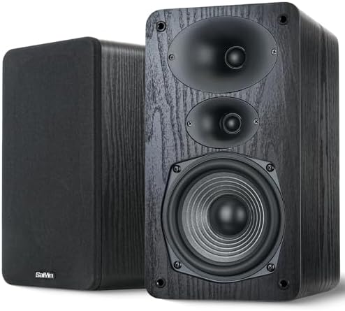 Saiyin 3-Way Passive Bookshelf Speakers 5.25inch Woofer | 50W*2 Power, 48Hz Deep Bass, 4Ω, HiFi Audio For Home Theater/Turntable/Stereo Receiver