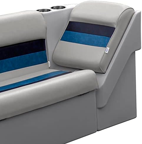 Wise 8WD1305L-1011 Deluxe Series Pontoon Left Lean Back Recliner Section, Grey/Navy/Blue