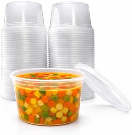 32 oz [20-Pack] Microwavable Plastic Deli Food Storage Containers with Lids