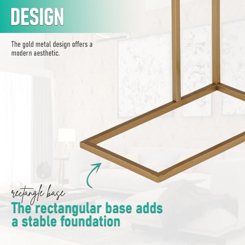 Kings Brand C Table for Sofa, Bed & Living Room, Gold Metal End Table