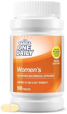 21st Century One Daily Women's Multivitamin Tablets, 100 Count | Complete Daily Multivitamin & Multimineral, Compare VS. One A Day® Women's
