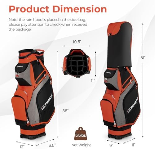 Goplus Golf Cart Bag with 14-Way Top Organizers, Lightweight Portable Golf Club Bag W/7 Zippered Pockets Including Waterproof Valuable Pockets
