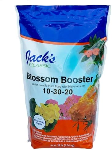 Jack's Classic 10-30-20 Blossom Booster Water-Soluble Fertilizer, 4lb | Powdered Plant Food, Targeted Micronutrient Package, Increases Bloom Color & Quantity, Liquid Root & Foliar Feeding