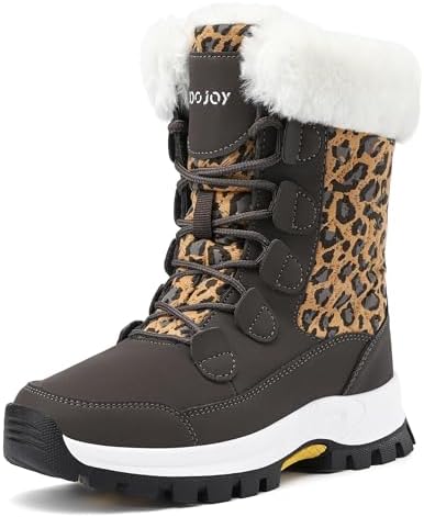COOJOY Womens Waterproof Winter Snow Boots Warm Shoes Furry Mid Calf Lightweight Walking Hiking Booties