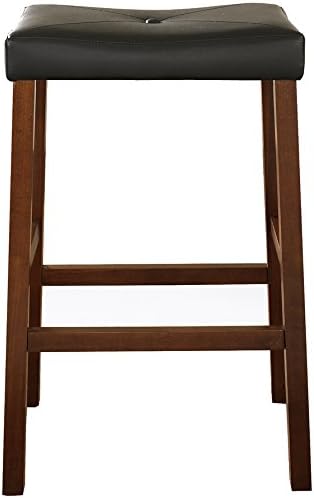 Crosley Furniture Upholstered Saddle Seat Counter Height Bar Stools Set of 2, Black, 24-inch