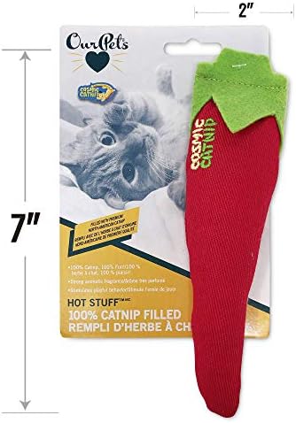 Cosmic OurPets 100-Percent North American Catnip Filled Chili Cat Toy-Hot Stuff (Interactive Cat Toys; Catnip Toys)