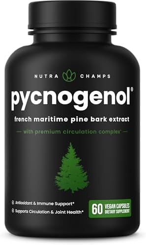 NutraChamps Pycnogenol French Maritime Pine Bark Extract, Premium Circulation Complex, Blood Flow, Nitric Oxide Production, Superior Absorption