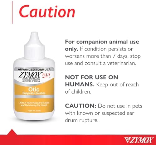 Zymox Advanced Formula Otic Plus Enzymatic Ear Solution for Dogs and Cats Without Hydrocortisone, 1.25oz